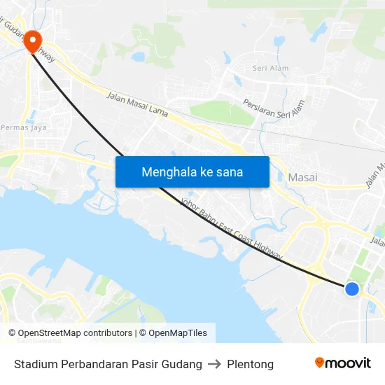 Stadium Perbandaran Pasir Gudang to Plentong map