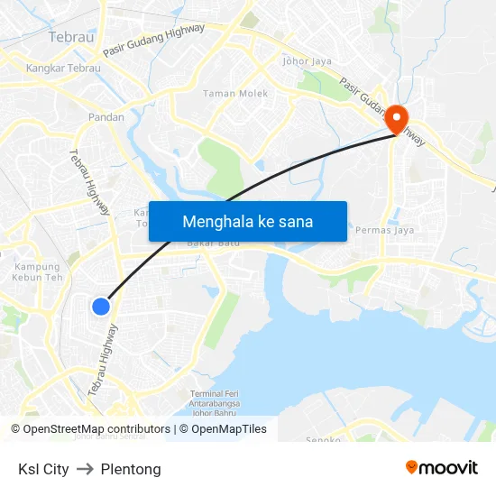 Ksl City to Plentong map