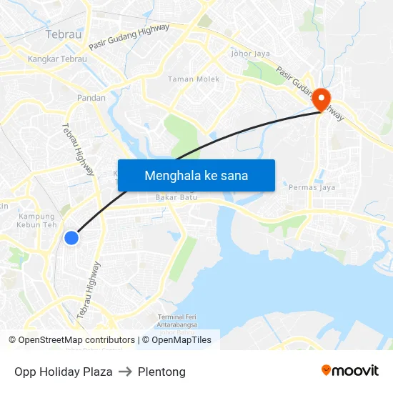 Opp Holiday Plaza to Plentong map