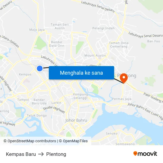 Kempas Baru to Plentong map