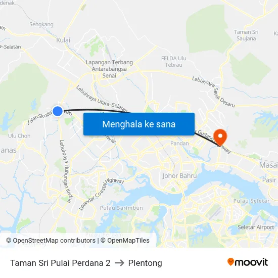 Taman Sri Pulai Perdana 2 to Plentong map