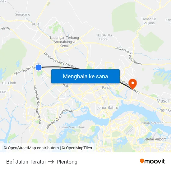 Bef Jalan Teratai to Plentong map