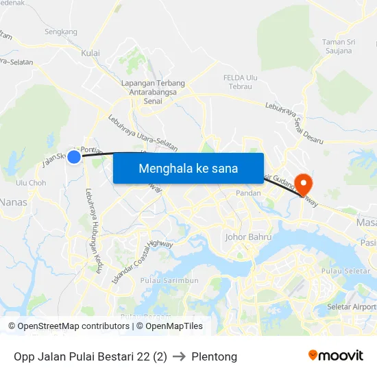 Opp Jalan Pulai Bestari 22 (2) to Plentong map