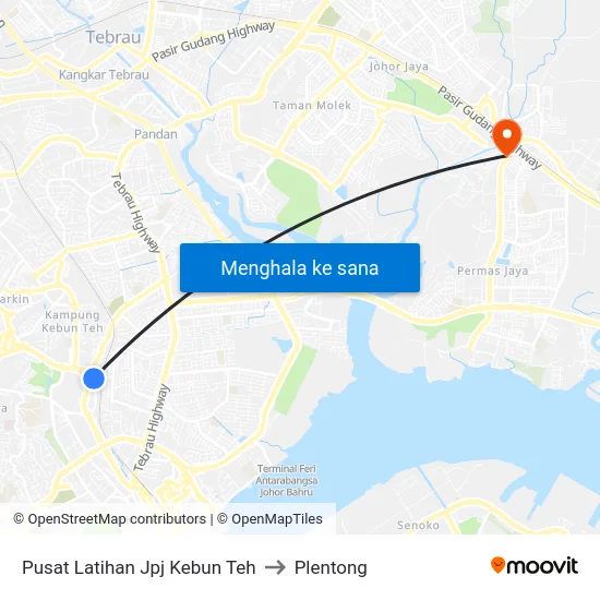 Pusat Latihan Jpj Kebun Teh to Plentong map