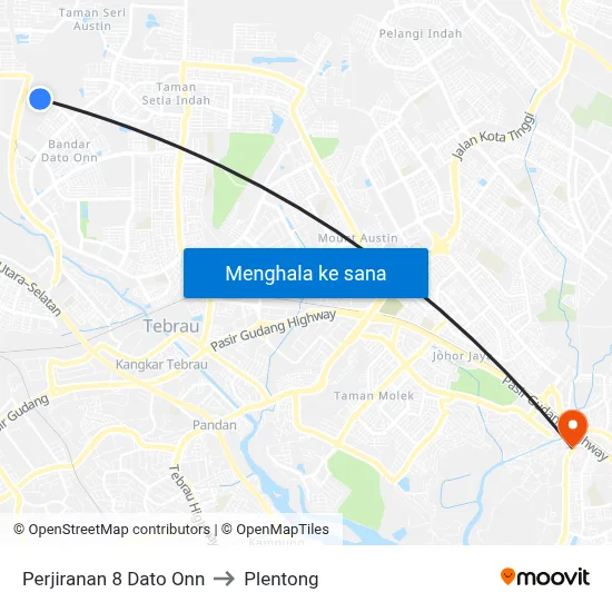 Perjiranan 8 Dato Onn to Plentong map