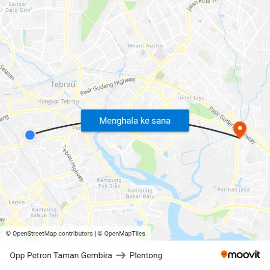 Opp Petron Taman Gembira to Plentong map