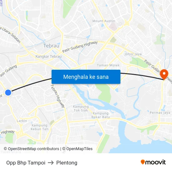 Opp Bhp Tampoi to Plentong map
