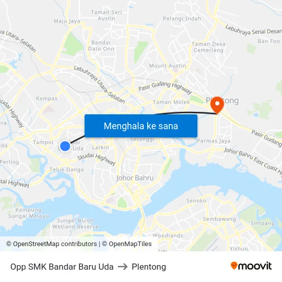Opp SMK Bandar Baru Uda to Plentong map