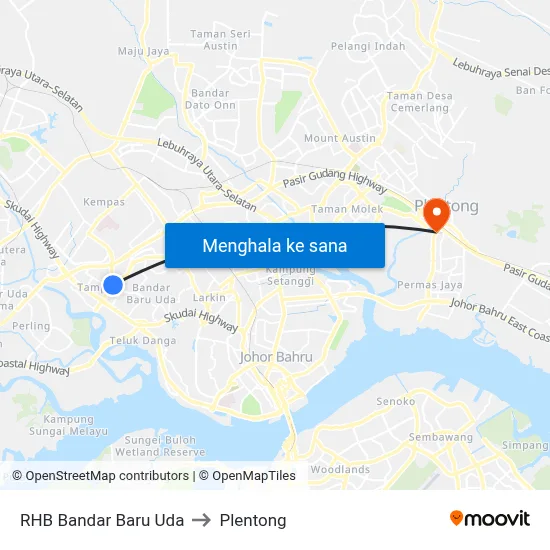RHB Bandar Baru Uda to Plentong map