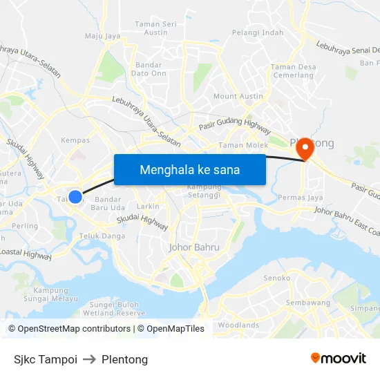 Sjkc Tampoi to Plentong map