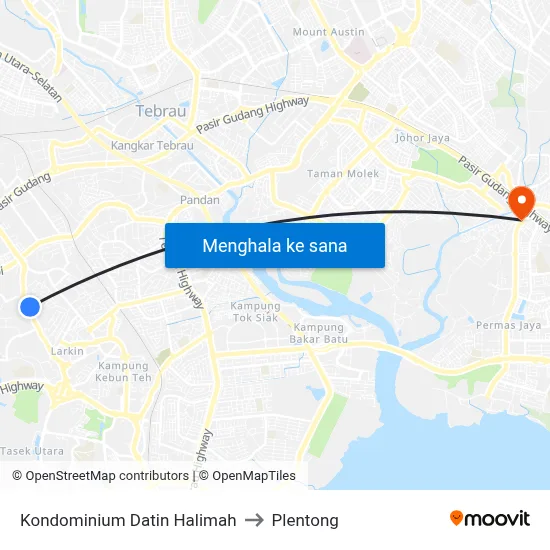 Kondominium Datin Halimah to Plentong map