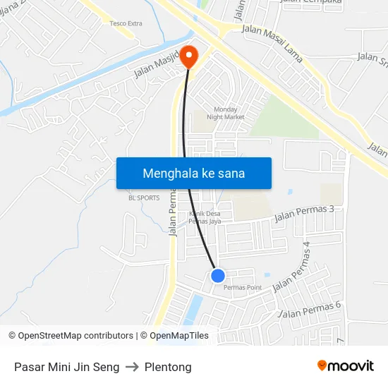 Pasar Mini Jin Seng to Plentong map