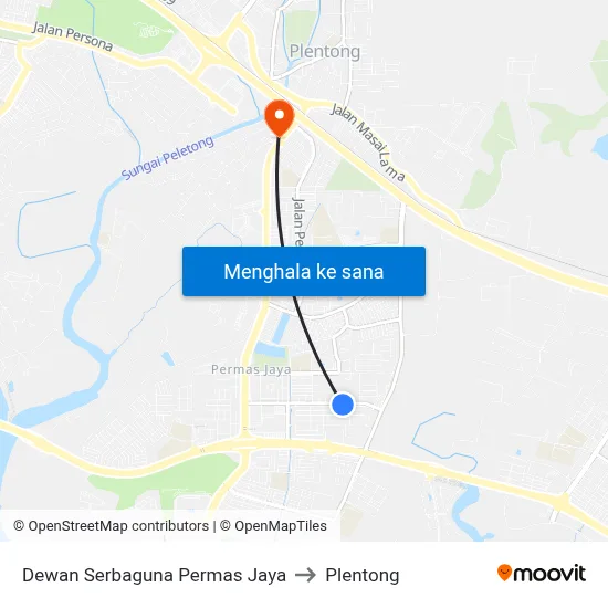 Dewan Serbaguna Permas Jaya to Plentong map