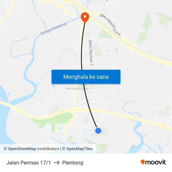 Jalan Permas 17/1 to Plentong map