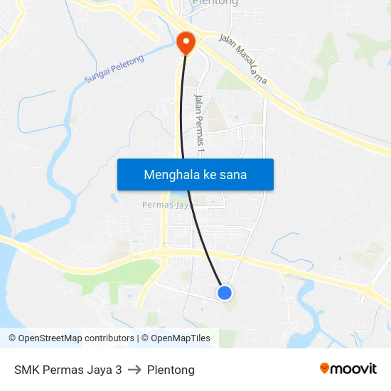 SMK Permas Jaya 3 to Plentong map
