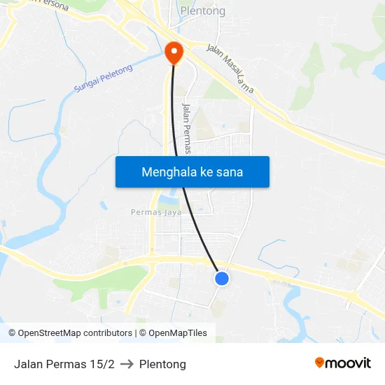 Jalan Permas 15/2 to Plentong map