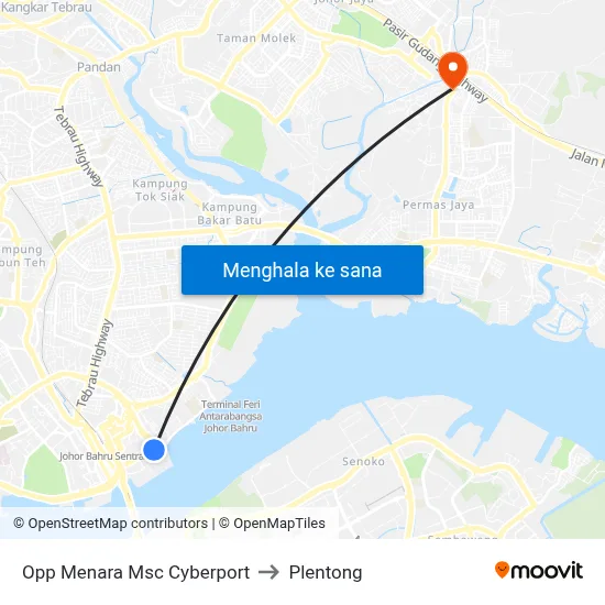 Opp Menara Msc Cyberport to Plentong map