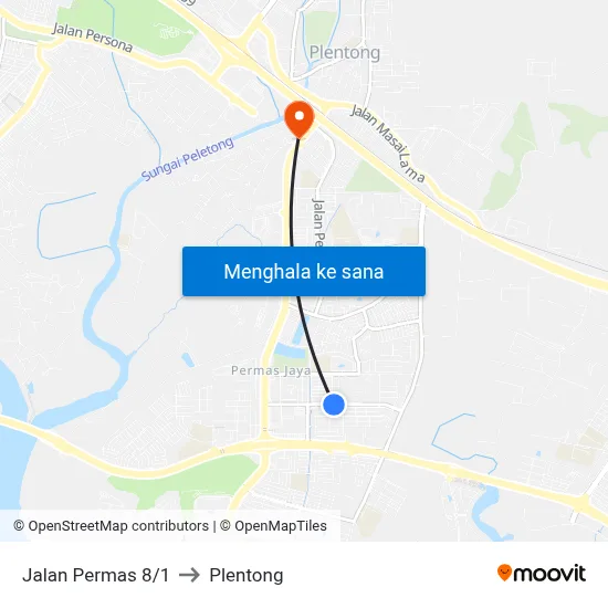 Jalan Permas 8/1 to Plentong map