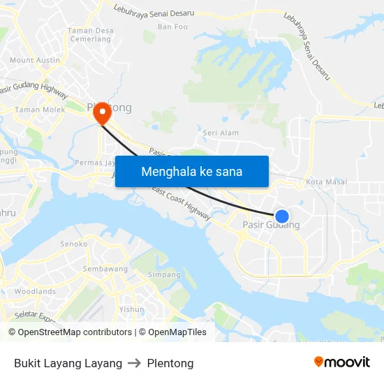Bukit Layang Layang to Plentong map