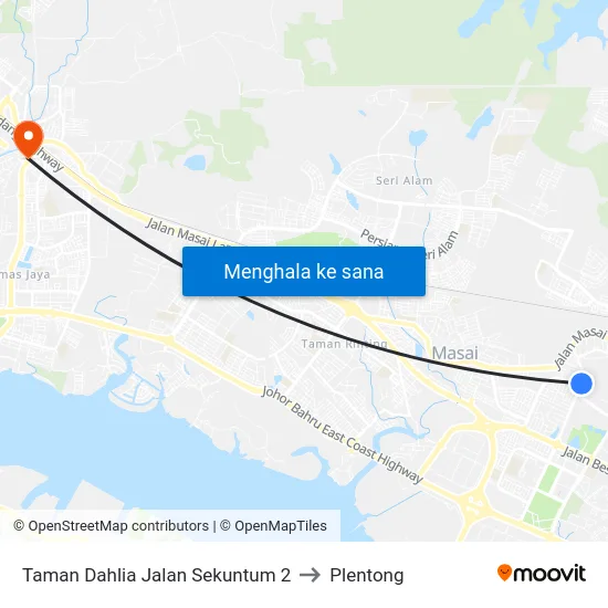 Taman Dahlia Jalan Sekuntum 2 to Plentong map