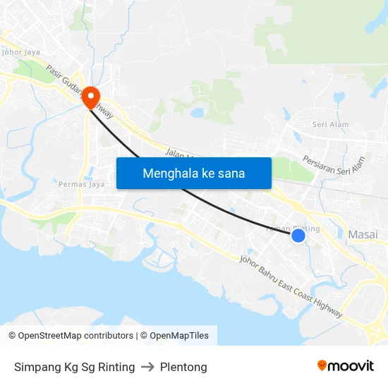 Simpang Kg Sg Rinting to Plentong map