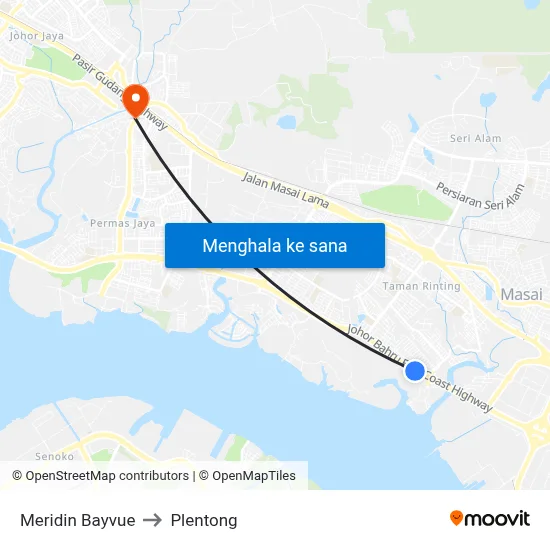 Meridin Bayvue to Plentong map