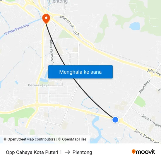 Opp Cahaya Kota Puteri 1 to Plentong map