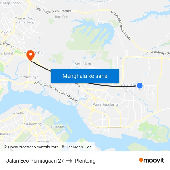Jalan Eco Perniagaan 27 to Plentong map