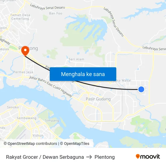 Rakyat Grocer / Dewan Serbaguna to Plentong map
