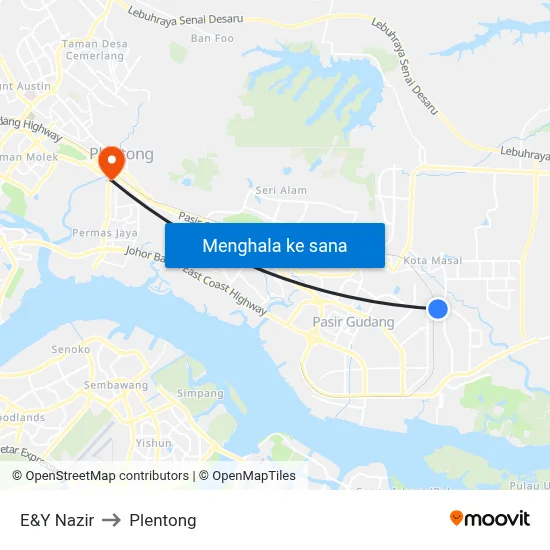 E&Y Nazir to Plentong map