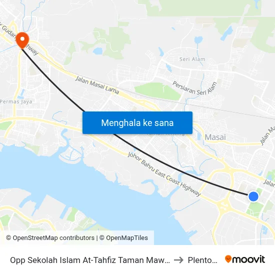 Opp Sekolah Islam At-Tahfiz Taman Mawar to Plentong map