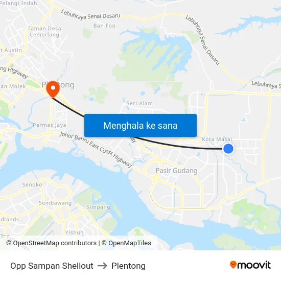 Opp Sampan Shellout to Plentong map