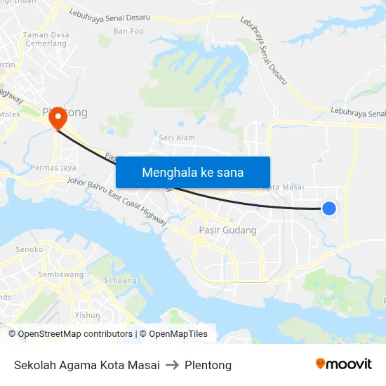 Sekolah Agama Kota Masai to Plentong map