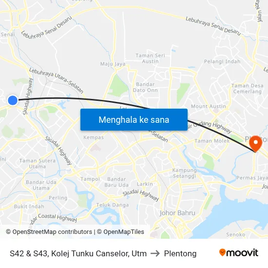 S42 & S43, Kolej Tunku Canselor, Utm to Plentong map