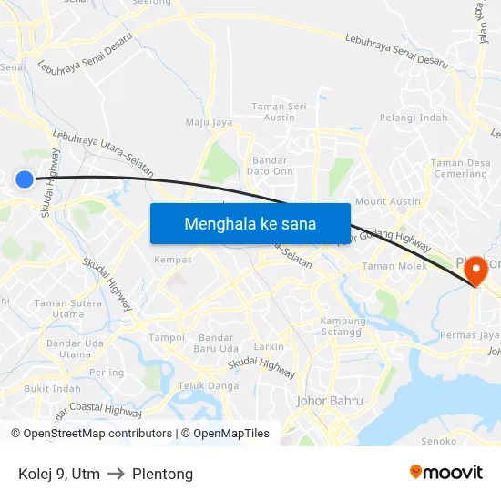 Kolej 9, Utm to Plentong map