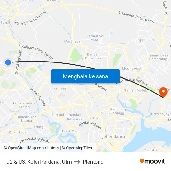 U2 & U3, Kolej Perdana, Utm to Plentong map