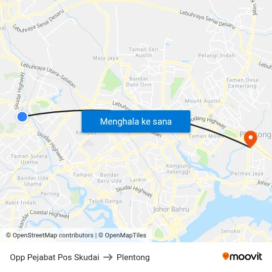 Opp Pejabat Pos Skudai to Plentong map