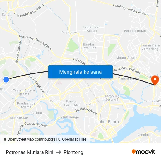 Petronas Mutiara Rini to Plentong map