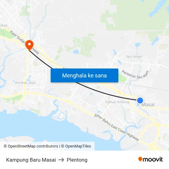 Kampung Baru Masai to Plentong map