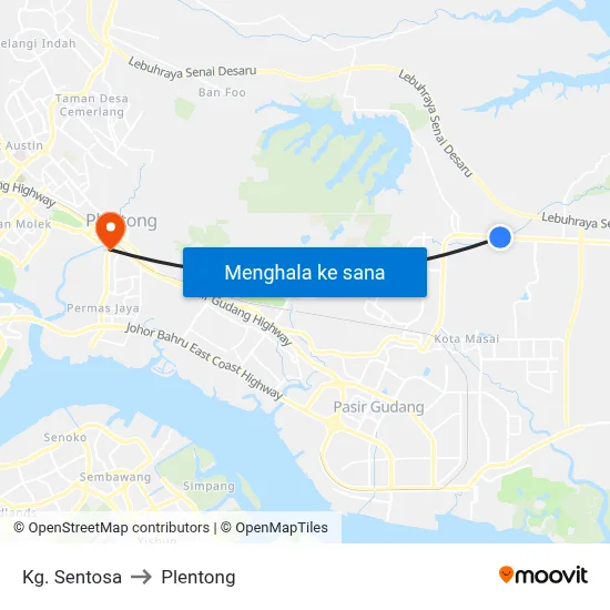 Kg. Sentosa to Plentong map