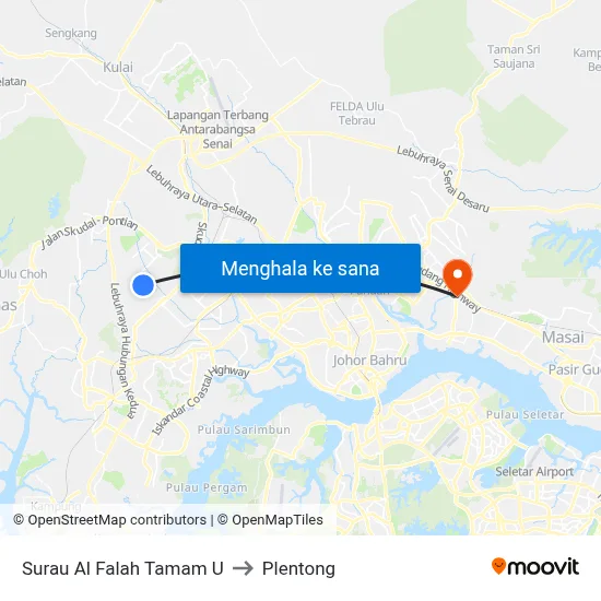 Surau Al Falah Tamam U to Plentong map