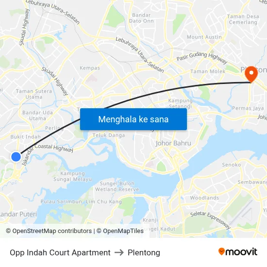 Opp Indah Court Apartment to Plentong map