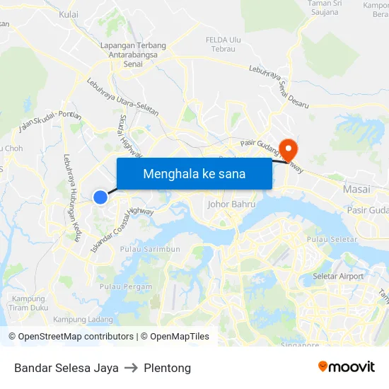 Bandar Selesa Jaya to Plentong map
