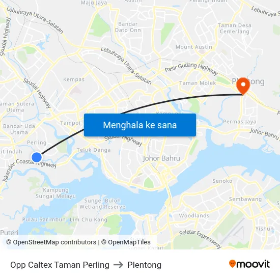 Opp Caltex Taman Perling to Plentong map