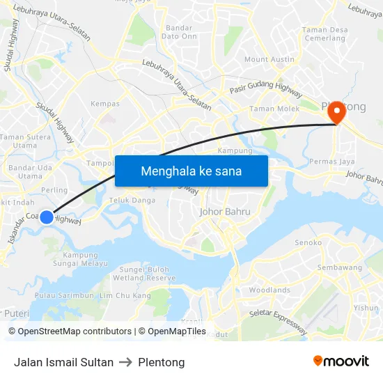 Jalan Ismail Sultan to Plentong map