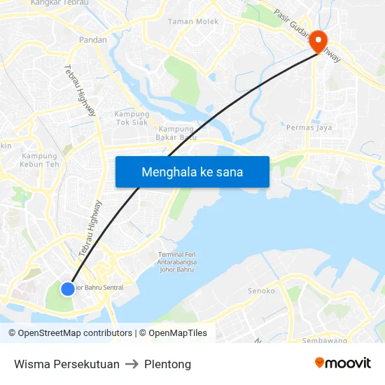 Wisma Persekutuan to Plentong map