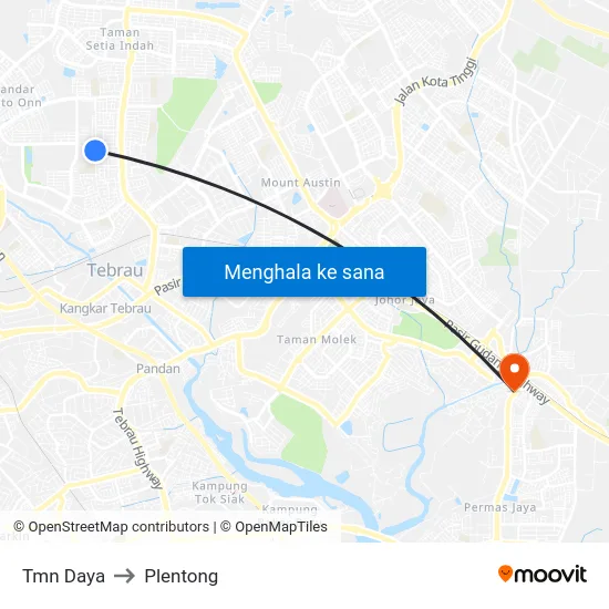 Tmn Daya to Plentong map