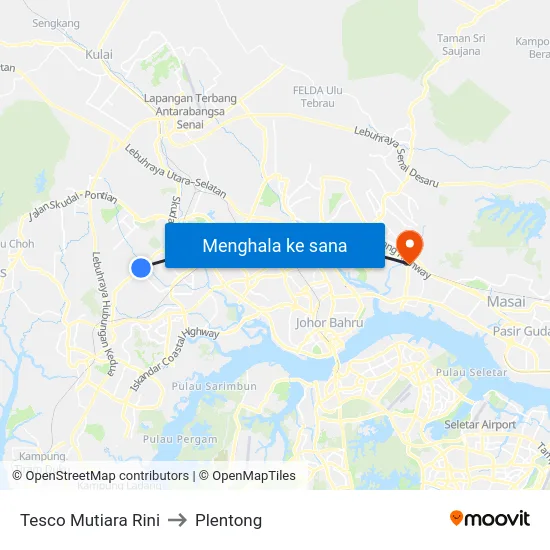 Tesco Mutiara Rini to Plentong map