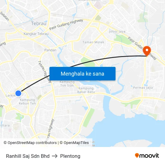 Ranhill Saj Sdn Bhd to Plentong map