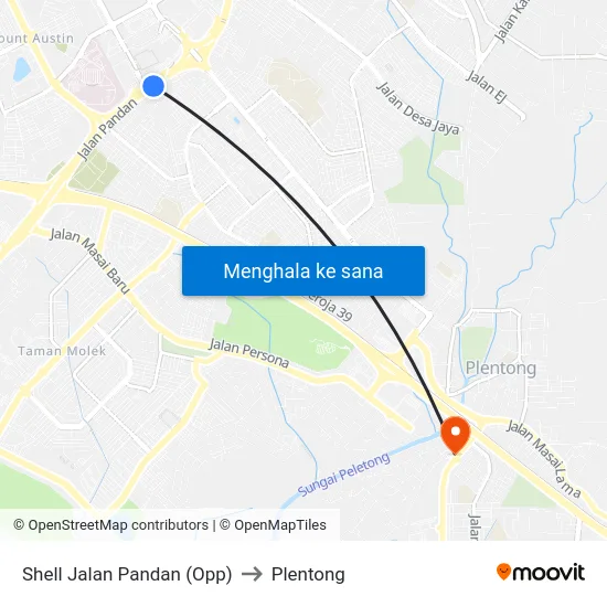 Shell Jalan Pandan (Opp) to Plentong map